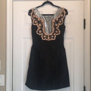 French connection dress w silver and gold detail